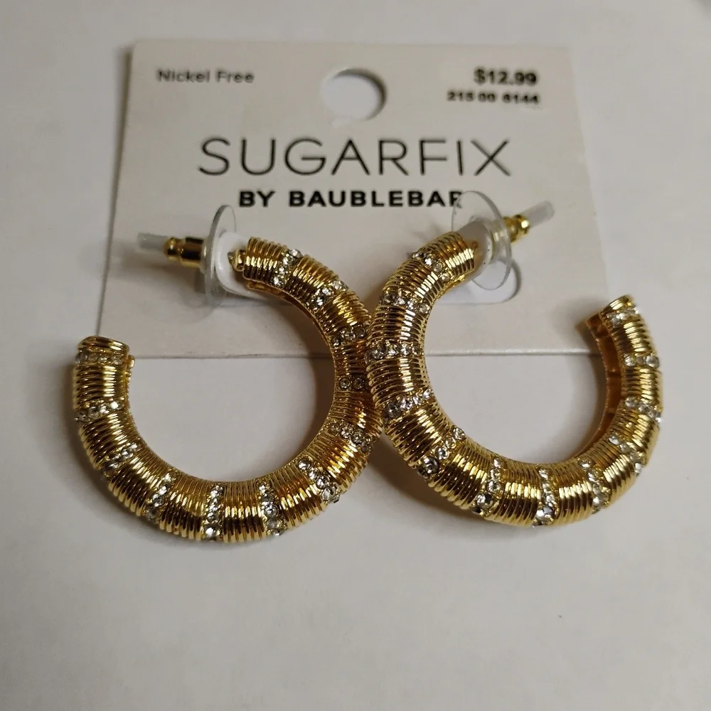 NWT Baublebar Sugarfix Gold Tone‎ Rhinestone Earring Lot